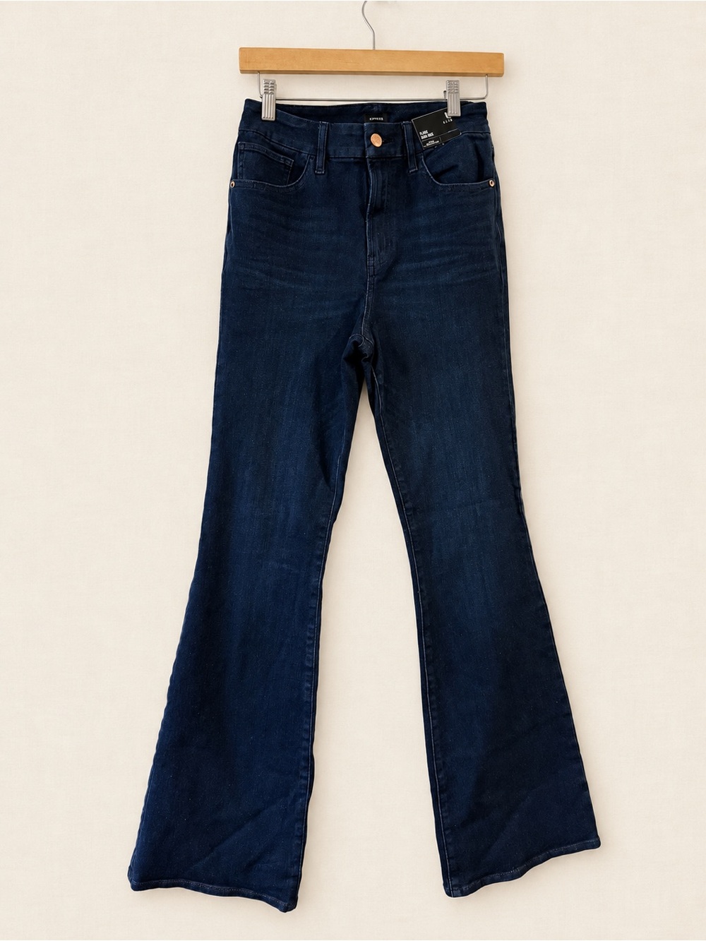 Express Dark Blue High-Rise Flare Jeans